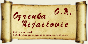 Ozrenka Mijailović vizit kartica